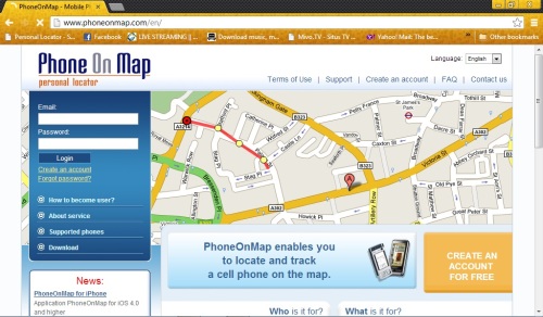 phone on map website
